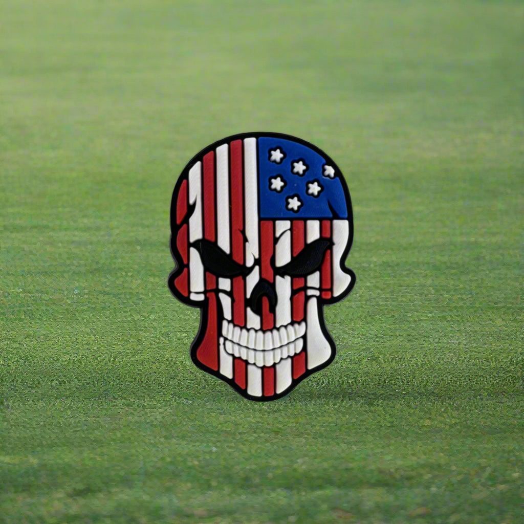America Flag Skull Croc Charm