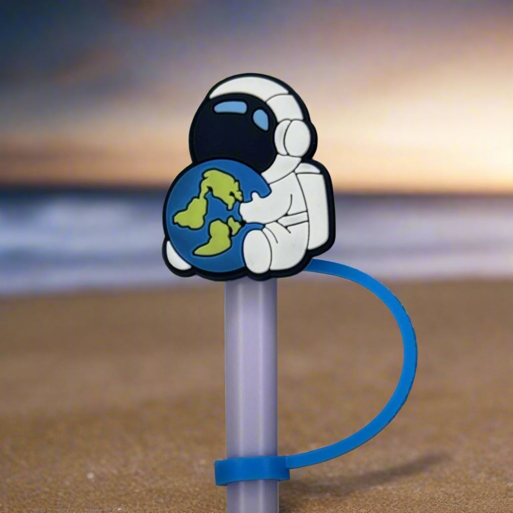 Astronaut Cuddling World Straw Topper