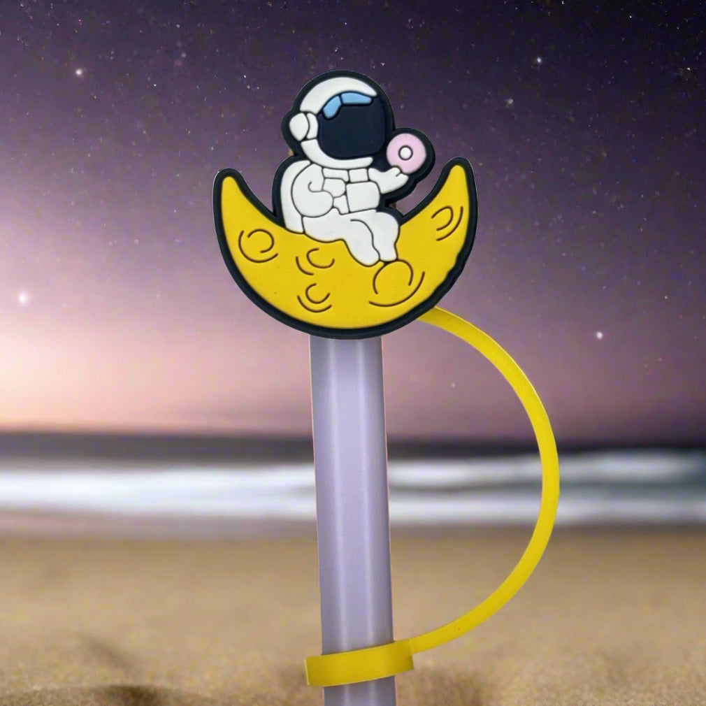 Astronaut Sitting on the Moon Croc Straw Topper