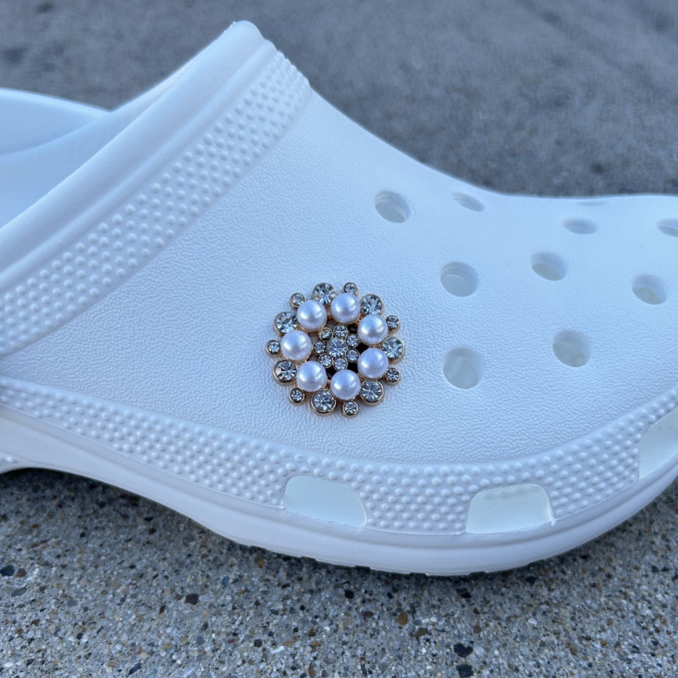 Circle Diamonds & Pearls Bling Croc Charm