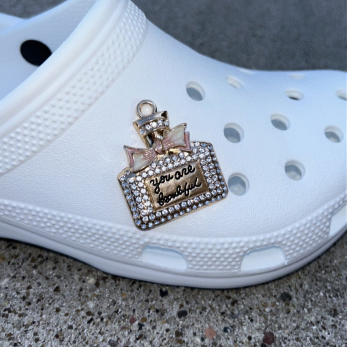 Gold 'You Are Beautiful' Bling Croc Charm