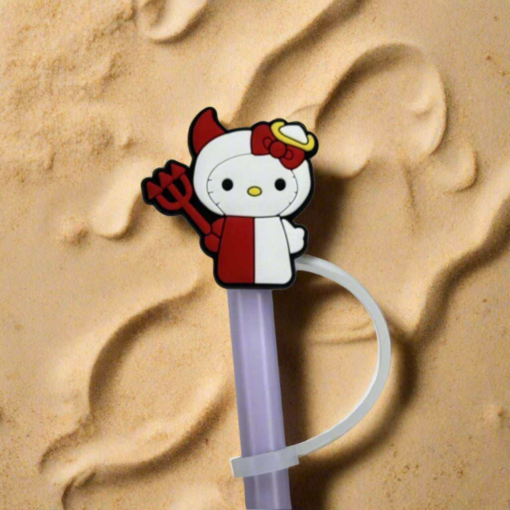 Hello Angel-Devil Croc Straw Topper