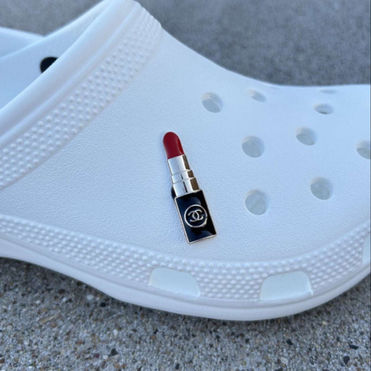 Red CC Lipstick Bling Croc Charm