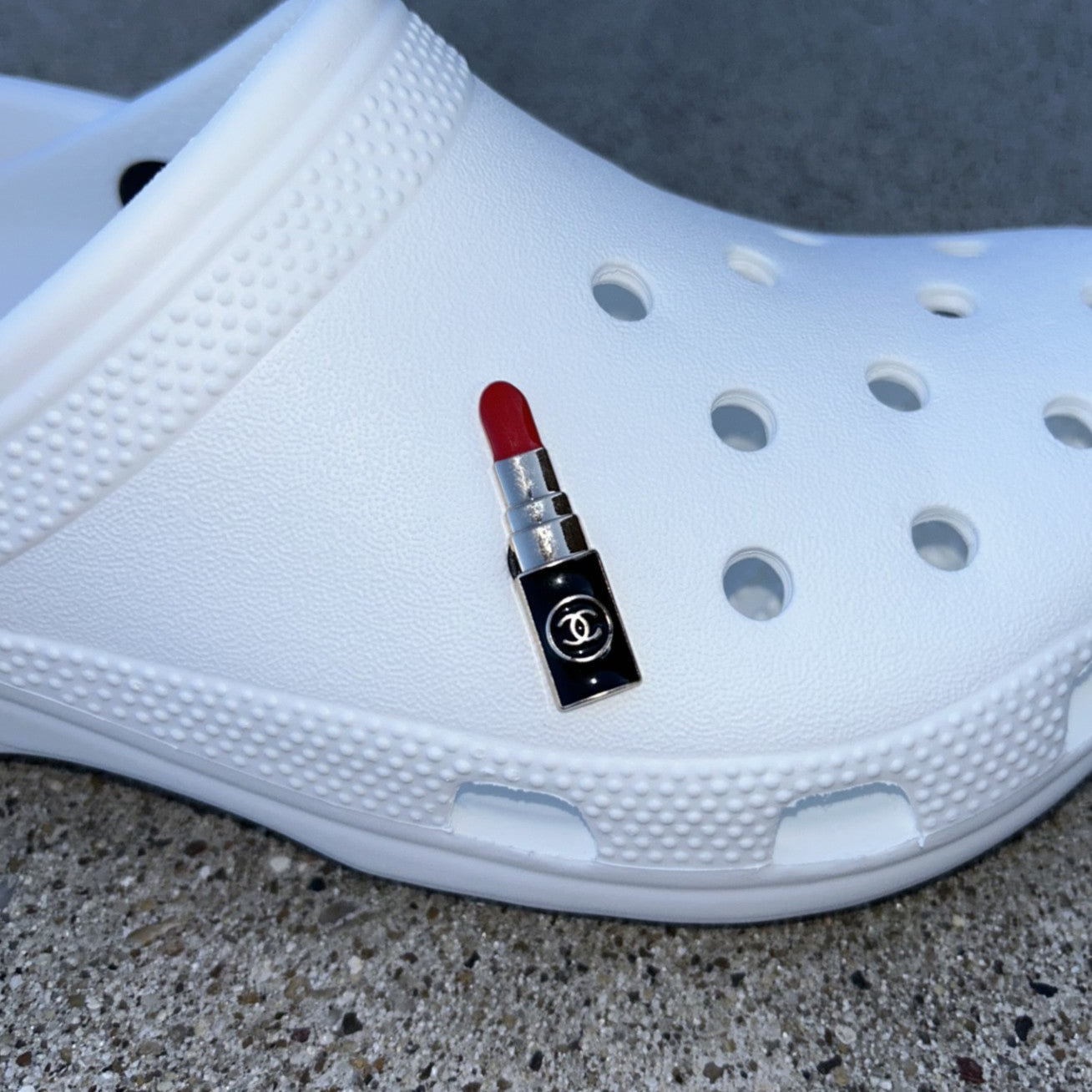 Red CC Lipstick Bling Croc Charm
