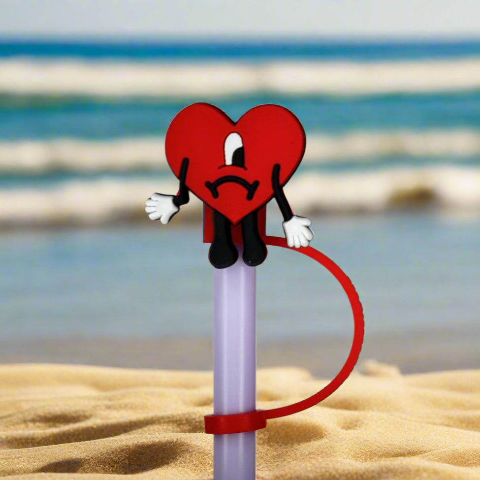 Sad Heart Croc Straw Topper