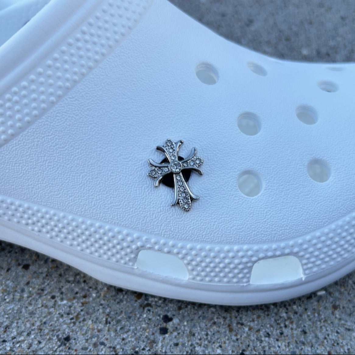 Silver Cross Bling Croc Charm