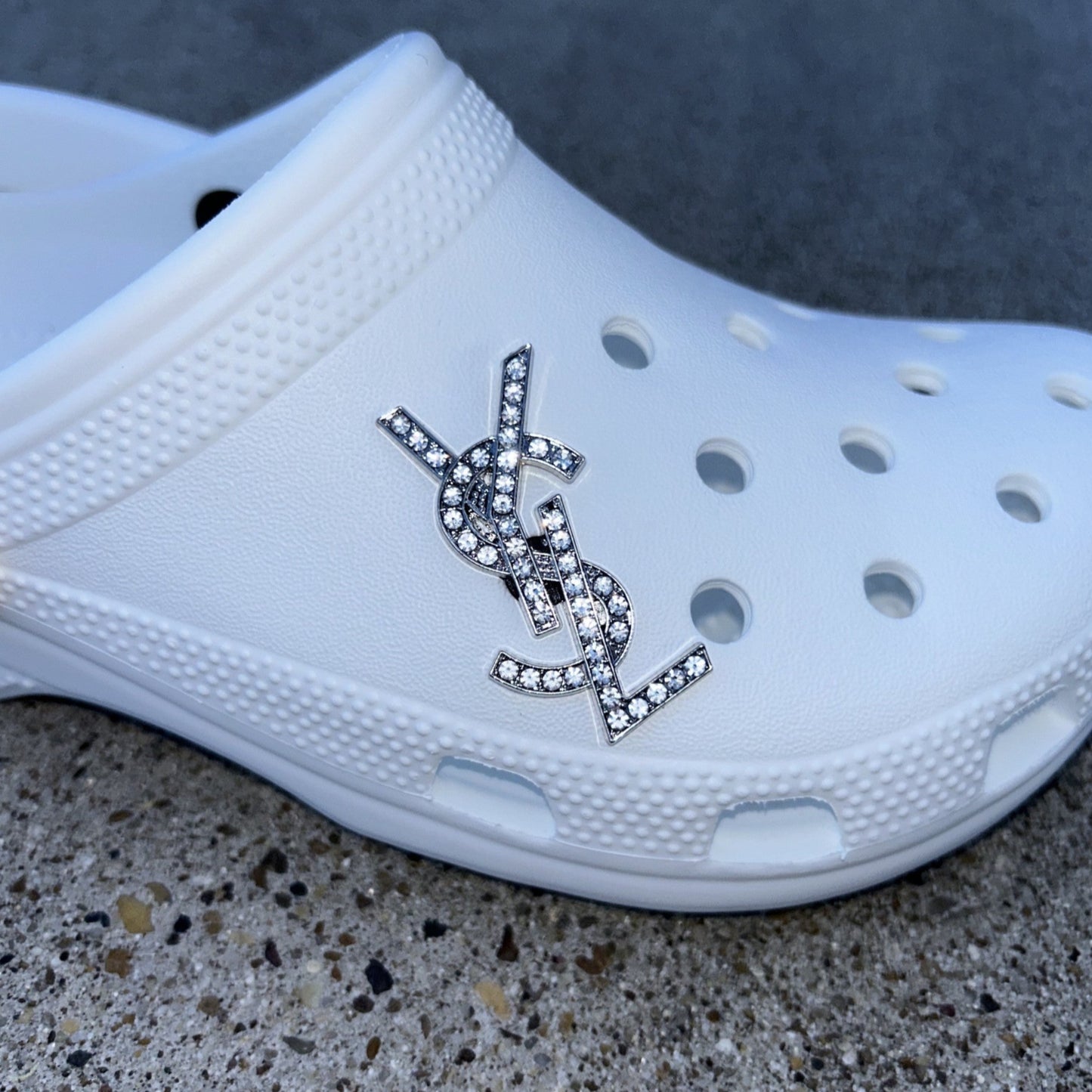 Silver YSL Bling Croc Charm