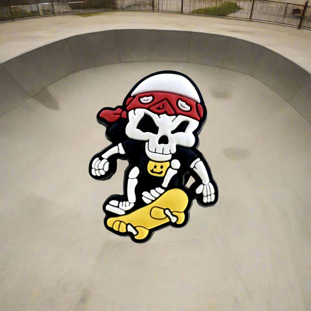 Skateboarding Skeleton Croc Charm