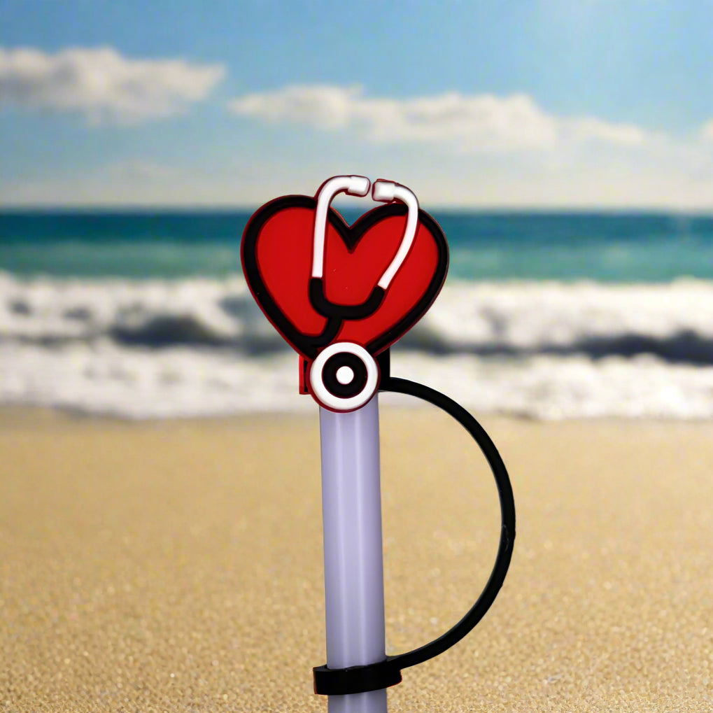 Stethoscope Heart Straw Topper