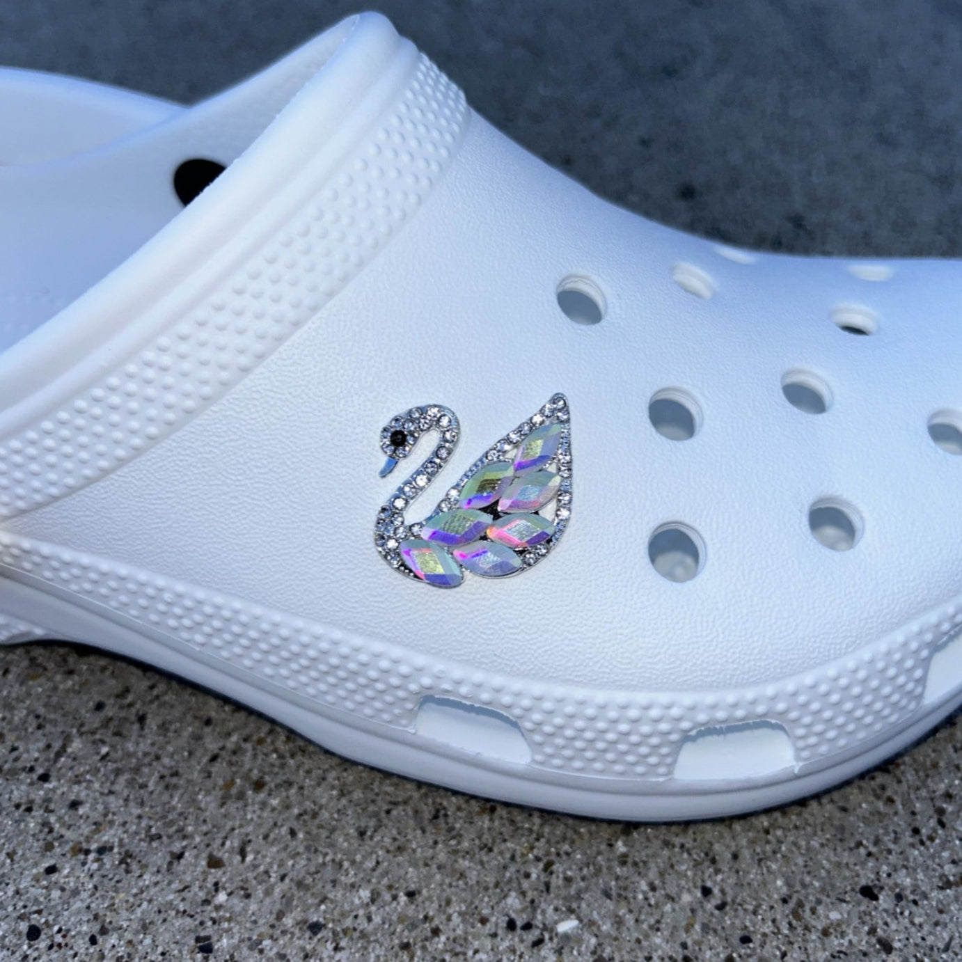 Swan Bling Croc Charm