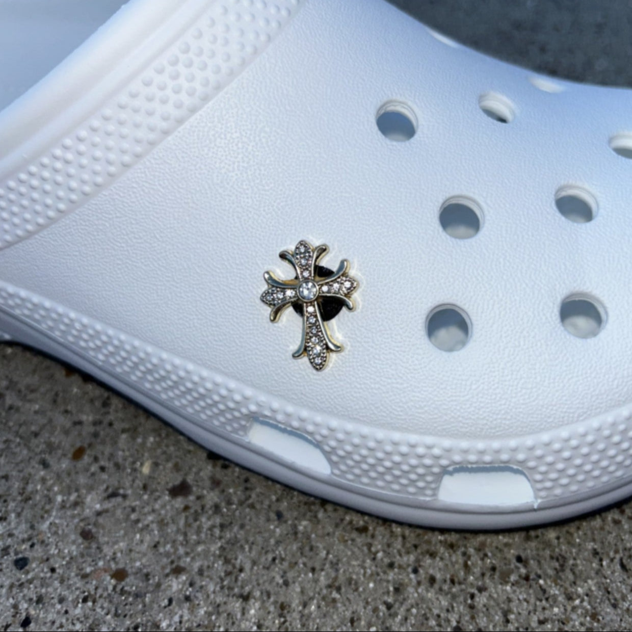 Gold Cross Bling Croc Charm