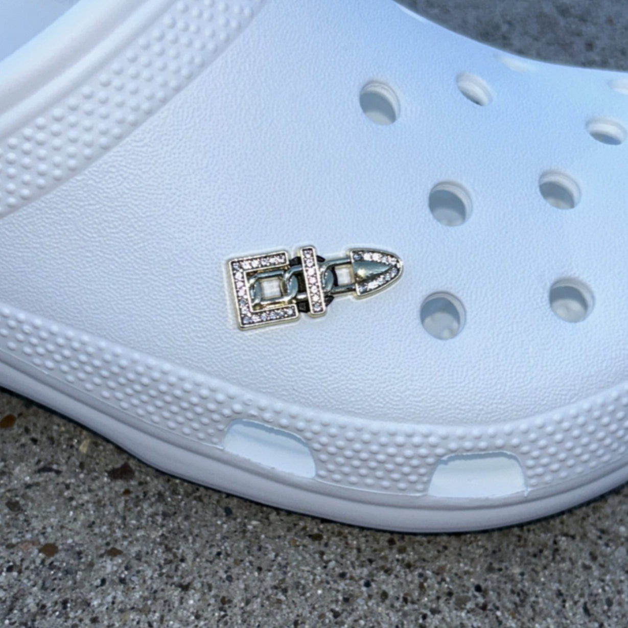 Gold Belt Buckle Bling Croc Charm