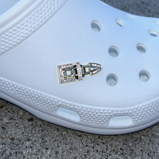 Gold Belt Buckle Bling Croc Charm
