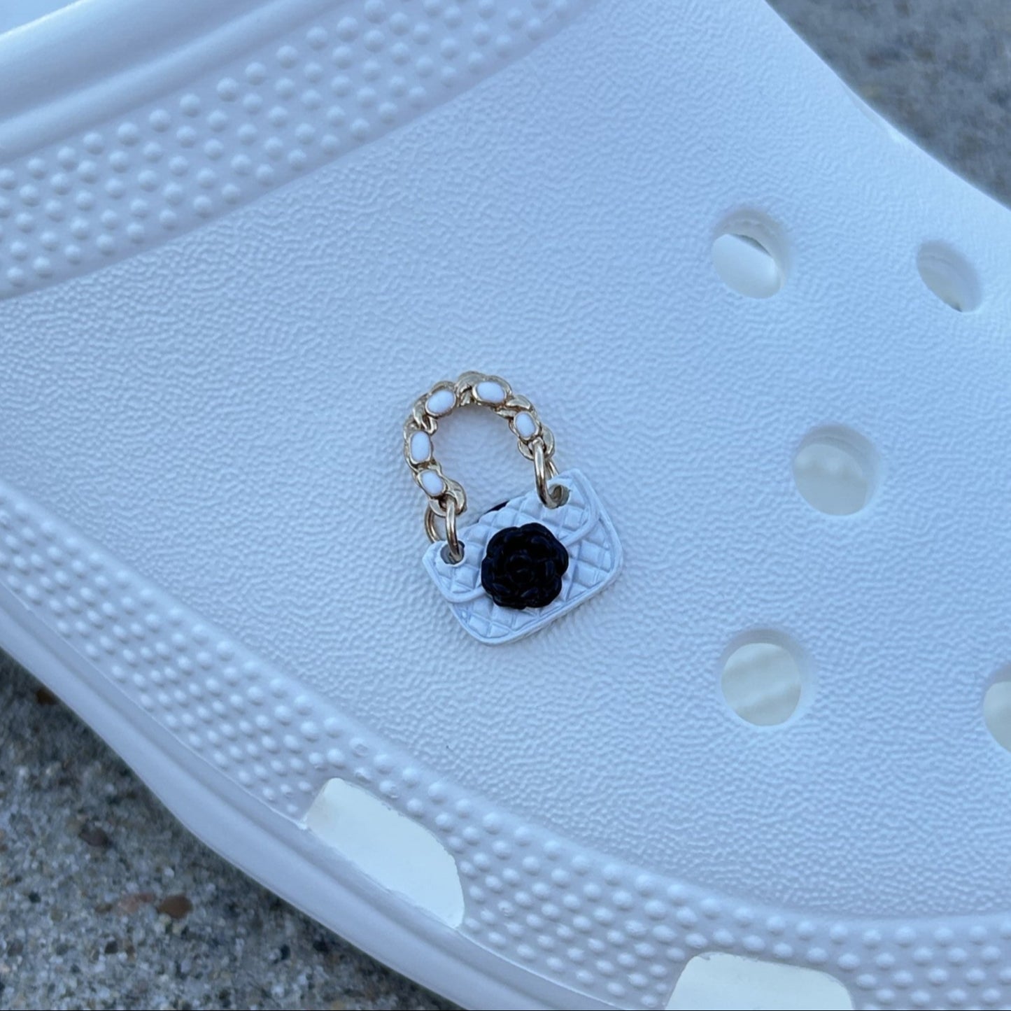 Lux White Purse Bling Croc Charm