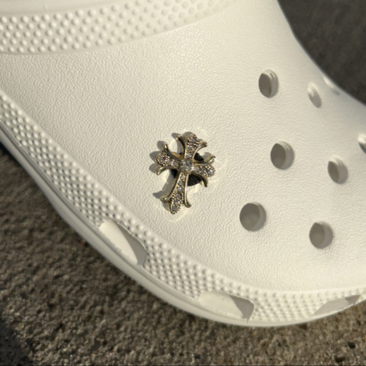 Gold Cross Bling Croc Charm