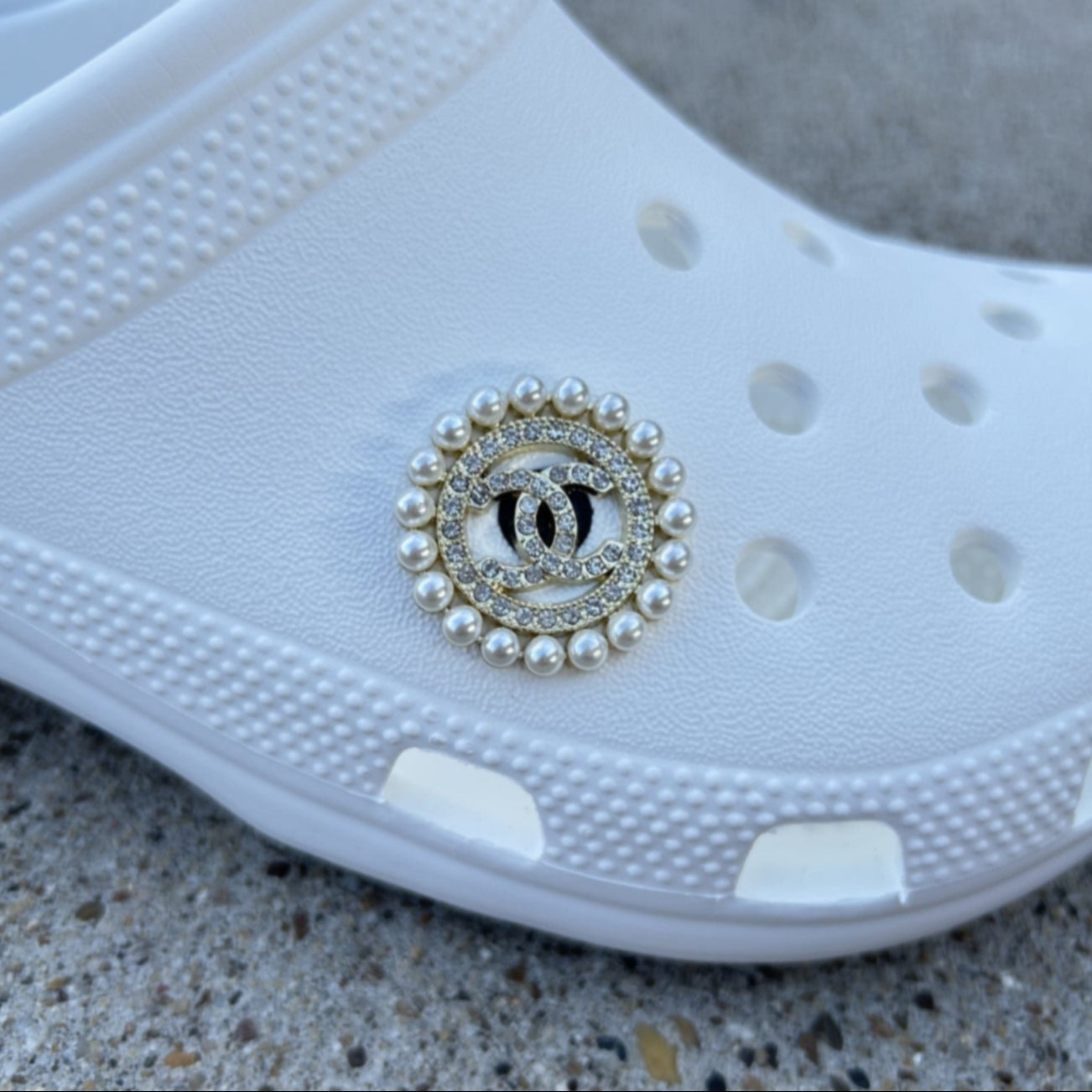 Pearls & Gold CC Bling Croc Charm