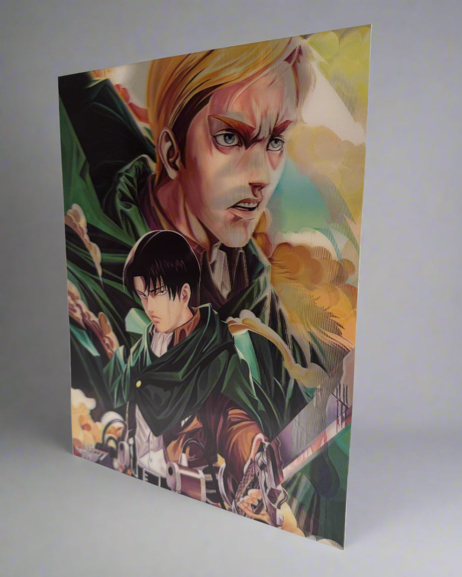 A.O.T. Levi x Erwin x Beast Titan 2D Anime Poster