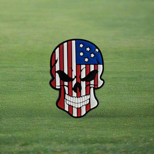 America Flag Skull Croc Charm