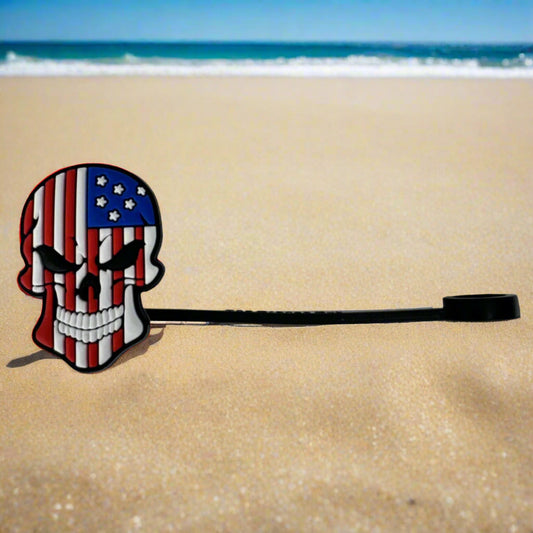America Skull Straw Topper