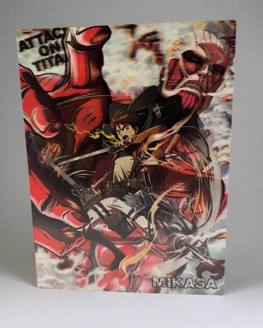 Attack on Titan / Eren, Mikasa, Levi 3D Anime Poster