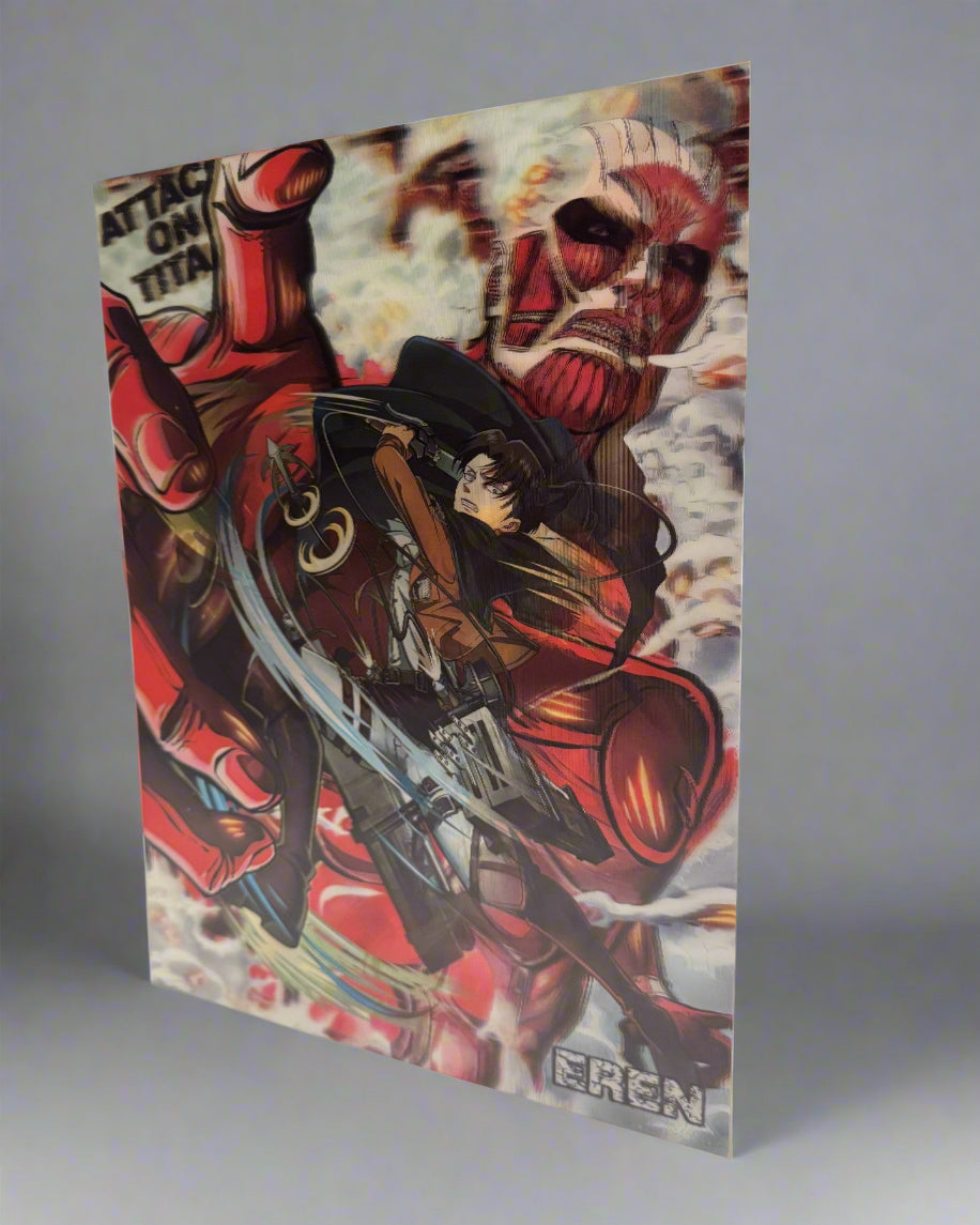Attack on Titan / Eren, Mikasa, Levi 3D Anime Poster