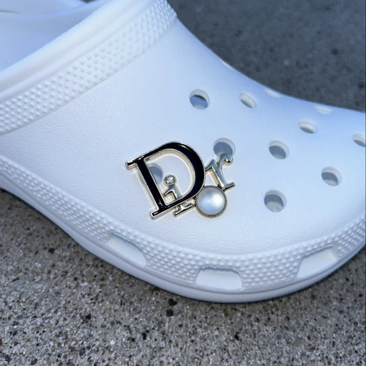 Black & Gold Dior Pearl Bling Croc Charm