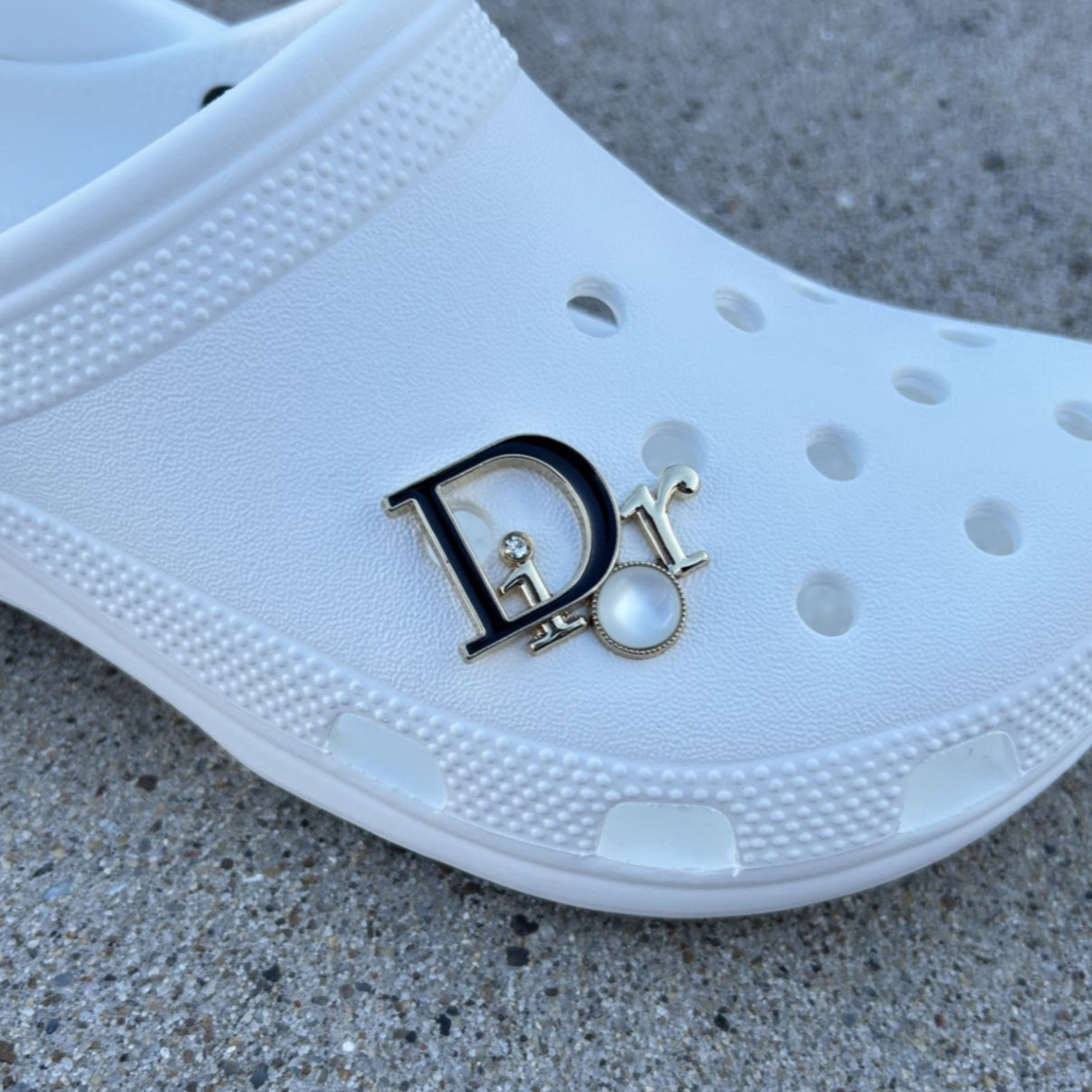 Black & Gold Dior Pearl Bling Croc Charm