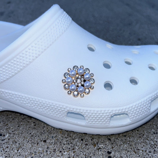 Circle Diamonds & Pearls Bling Croc Charm