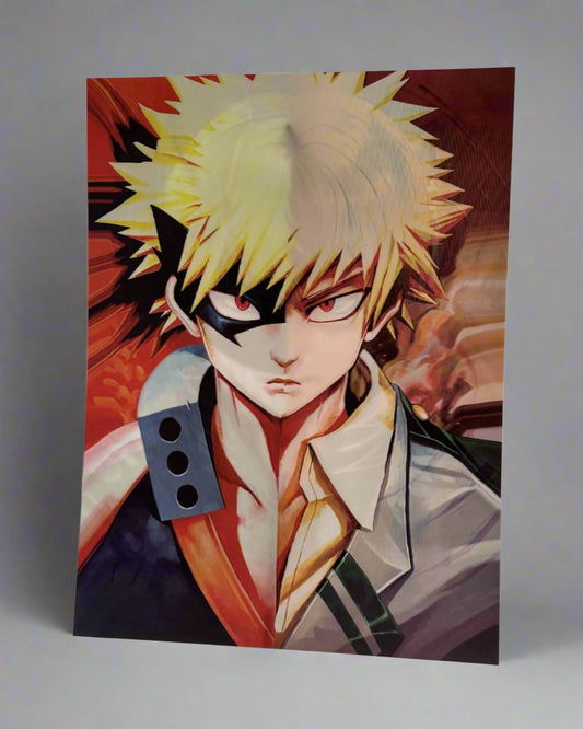 Deku x Bakugo x Todoroki Masks 3D Anime Poster