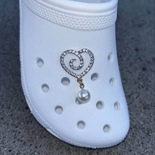 Diamond Heart with Pearl Bling Croc Charm