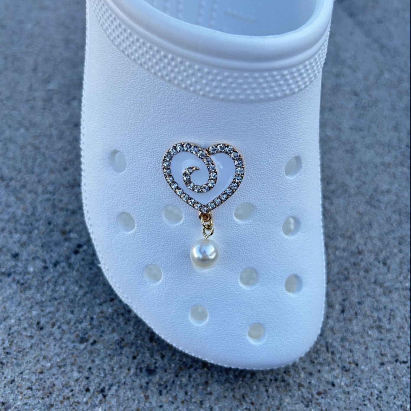 Diamond Heart with Pearl Bling Croc Charm