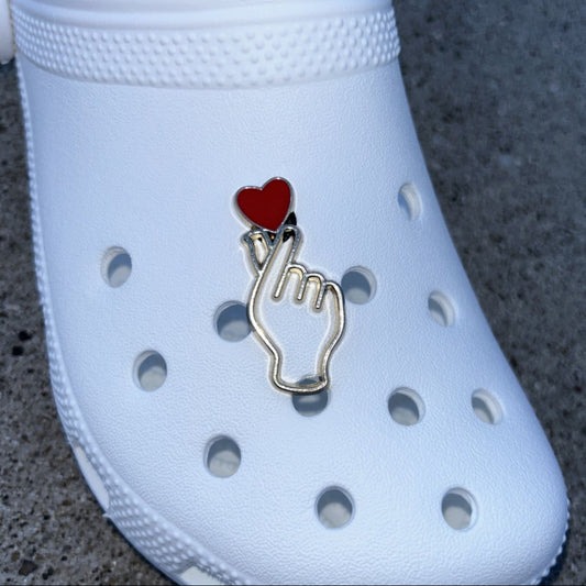Finger Heart Bling Croc Charm