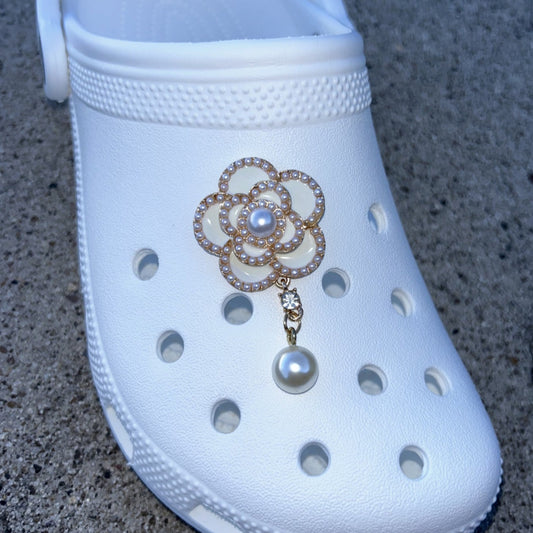Pearl Flower Bling Croc Charm