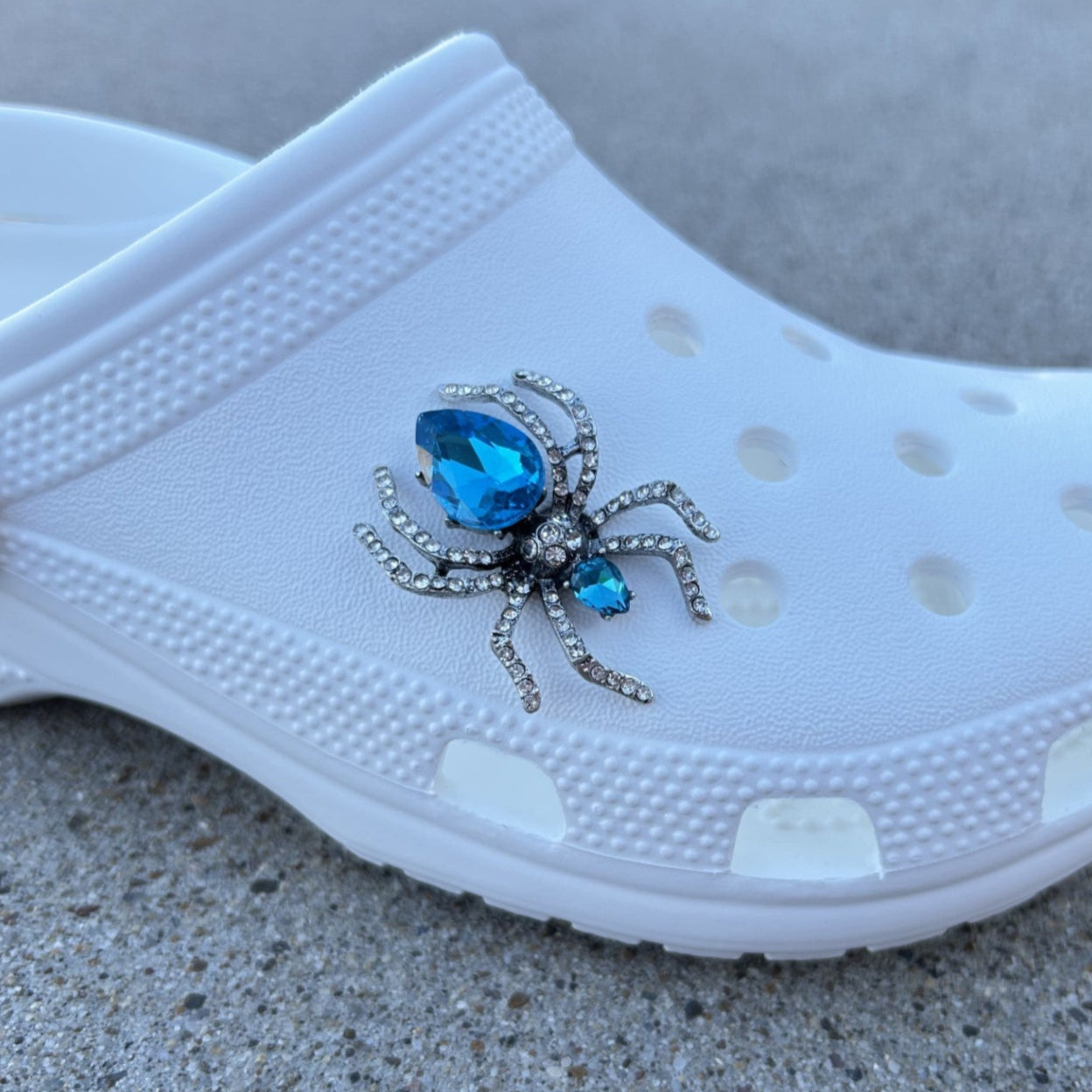 Blue Spider Bling Croc Charm