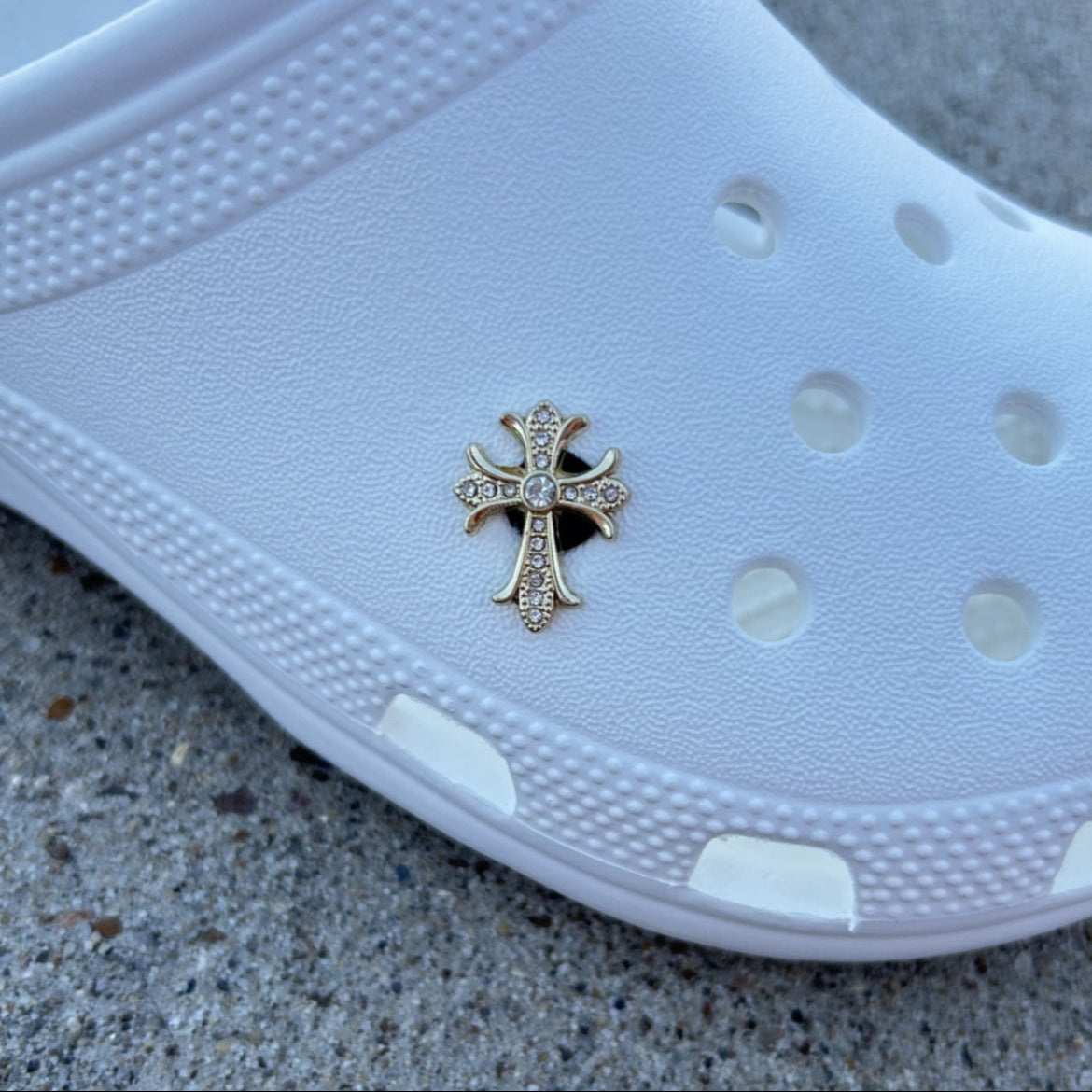 Gold Cross Bling Croc Charm