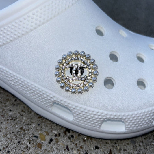 Pearls & Gold CC Bling Croc Charm