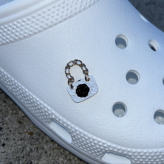 Lux White Purse Bling Croc Charm