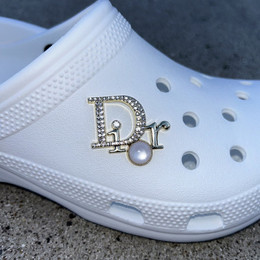 Gold Dior with Pearl Bling Croc Charm