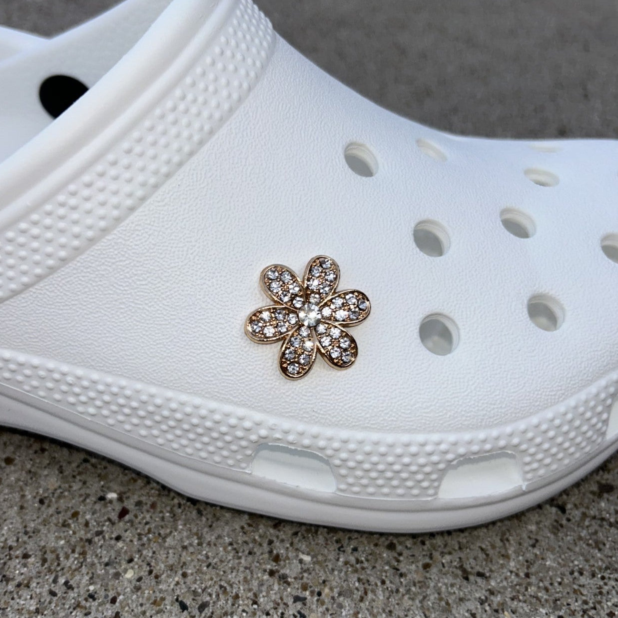 Gold Flower Bling Croc Charm