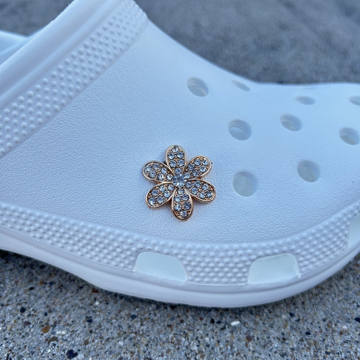 Gold Flower Bling Croc Charm