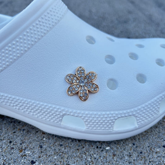 Gold Flower Bling Croc Charm