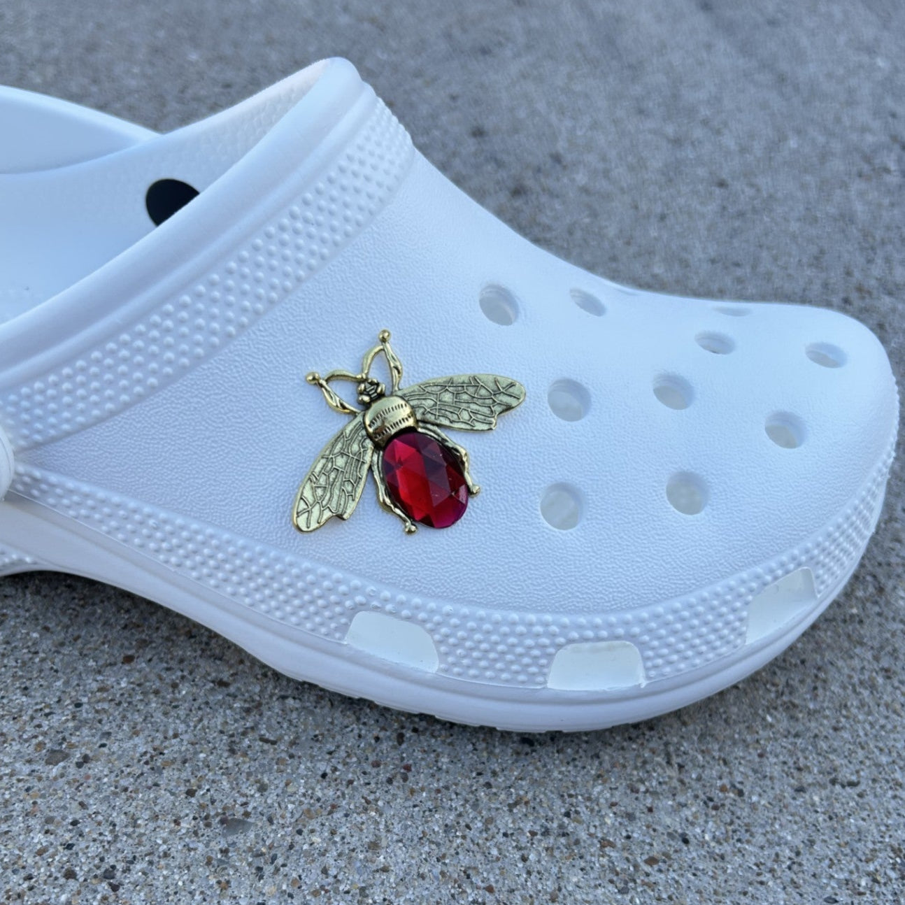 Gold & Red Bee Bling Croc Charm