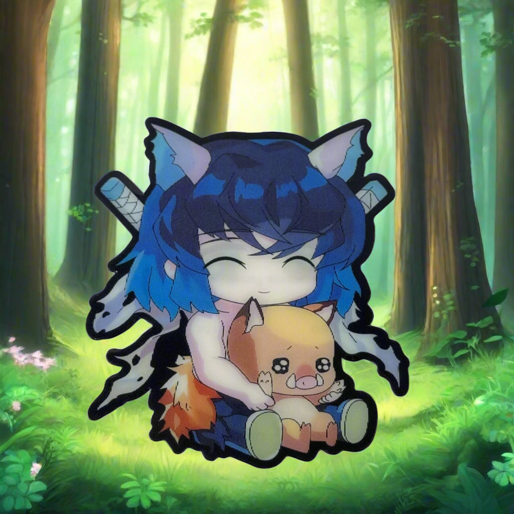 Inosuke Cuddling Boar 2D Sticker