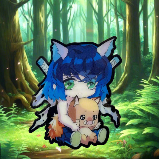 Inosuke Cuddling Boar 2D Sticker