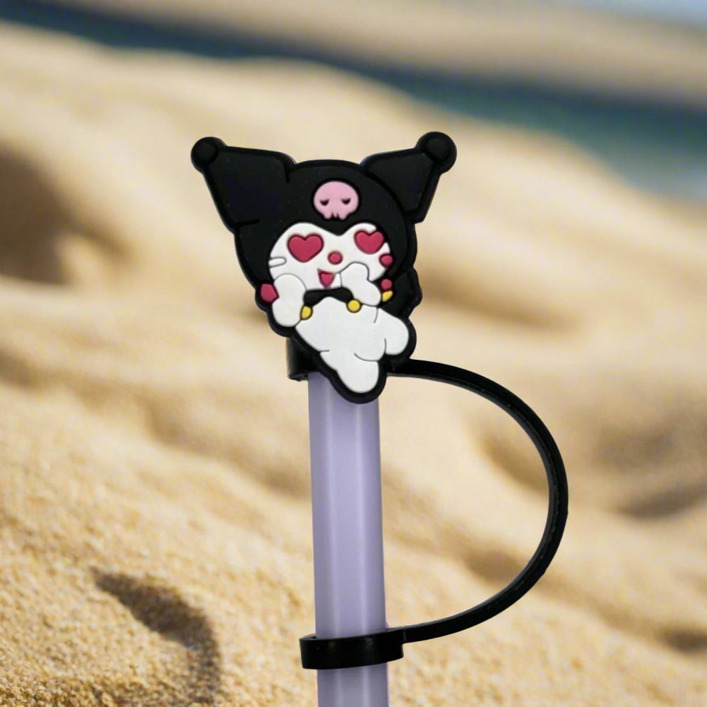 Kitty Heart Eyes Croc Straw Topper