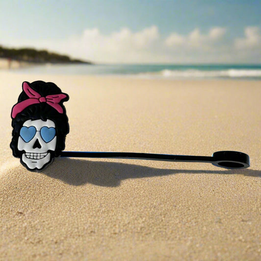 Lady Skull Croc Straw Topper