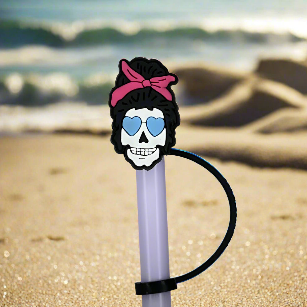Lady Skull Croc Straw Topper