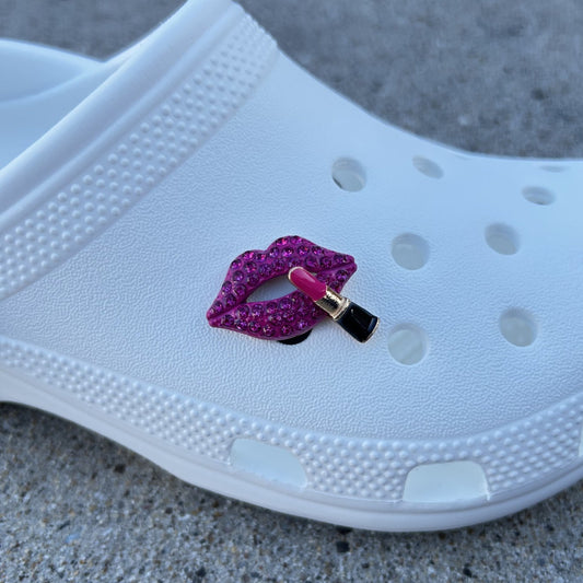 Lips with Lipstick Bling Croc Charm