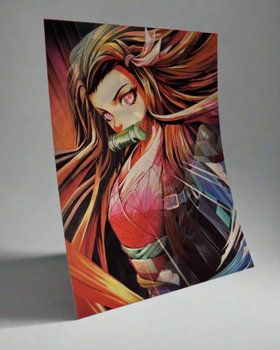 Muzan x Tanjiro x Nezuko 3D Anime Poster