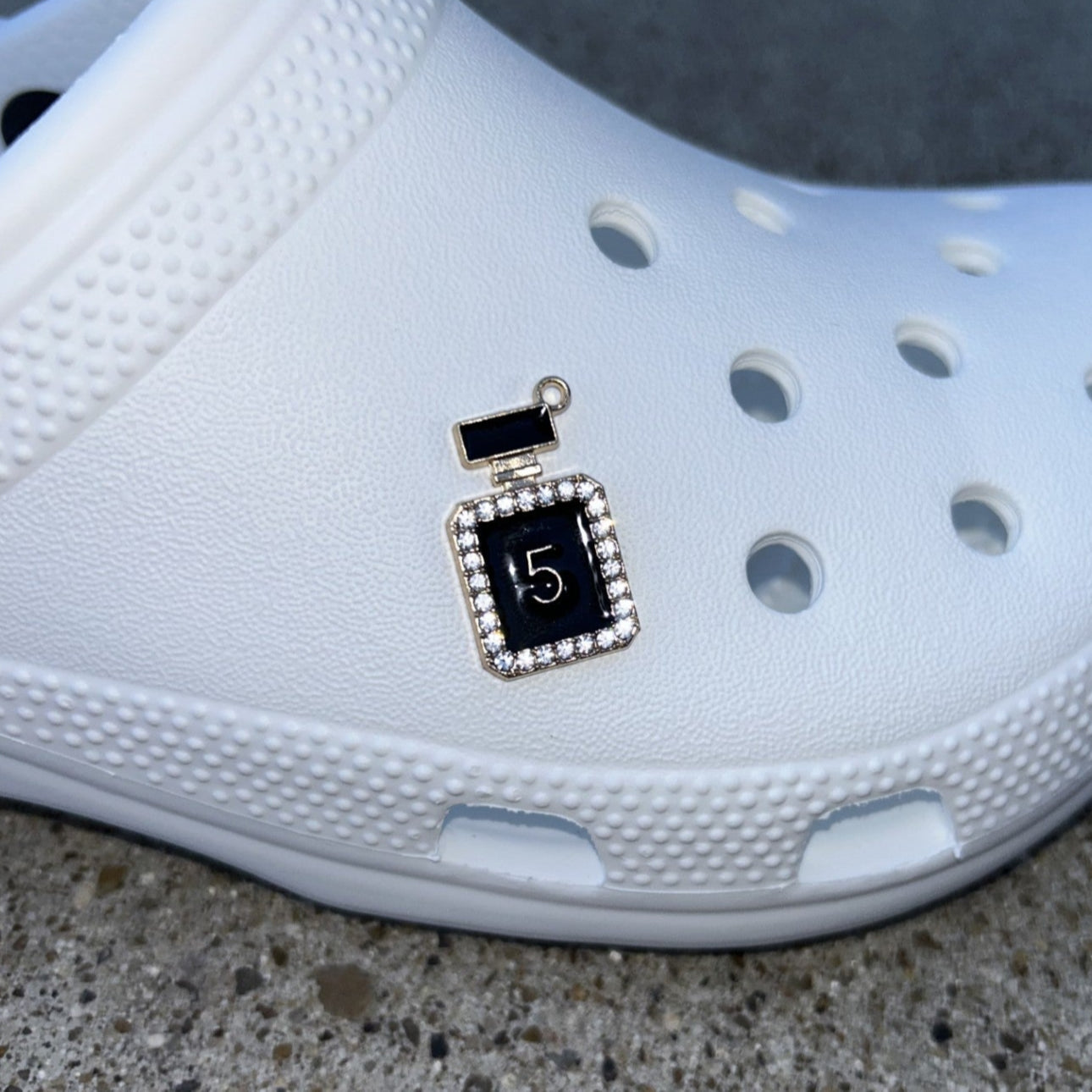 N5 Black & Gold Bling Croc Charm